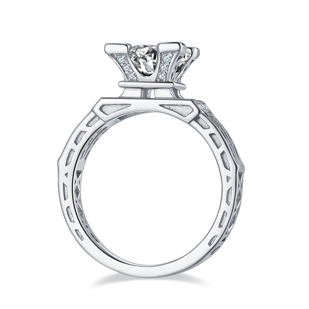 Tower S925 Silver Plated Platinum Moissanite Diamond Women's Ring 1 Carat D-Class